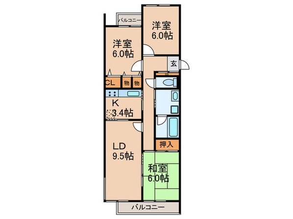 サンコート中桜塚（204）の物件間取画像